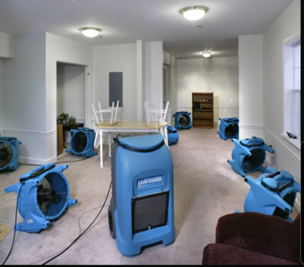 Air movers and dehumidifier setup for Water Damage Restoration in Skidaway Island